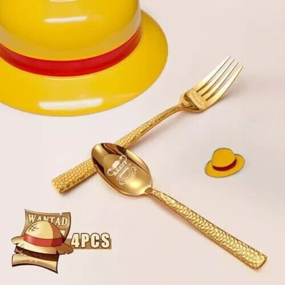 Straw Hat Bowl Set Pro Sparkling fork, spoon and pin brooches Christmas gift set - Picture 4 of 15